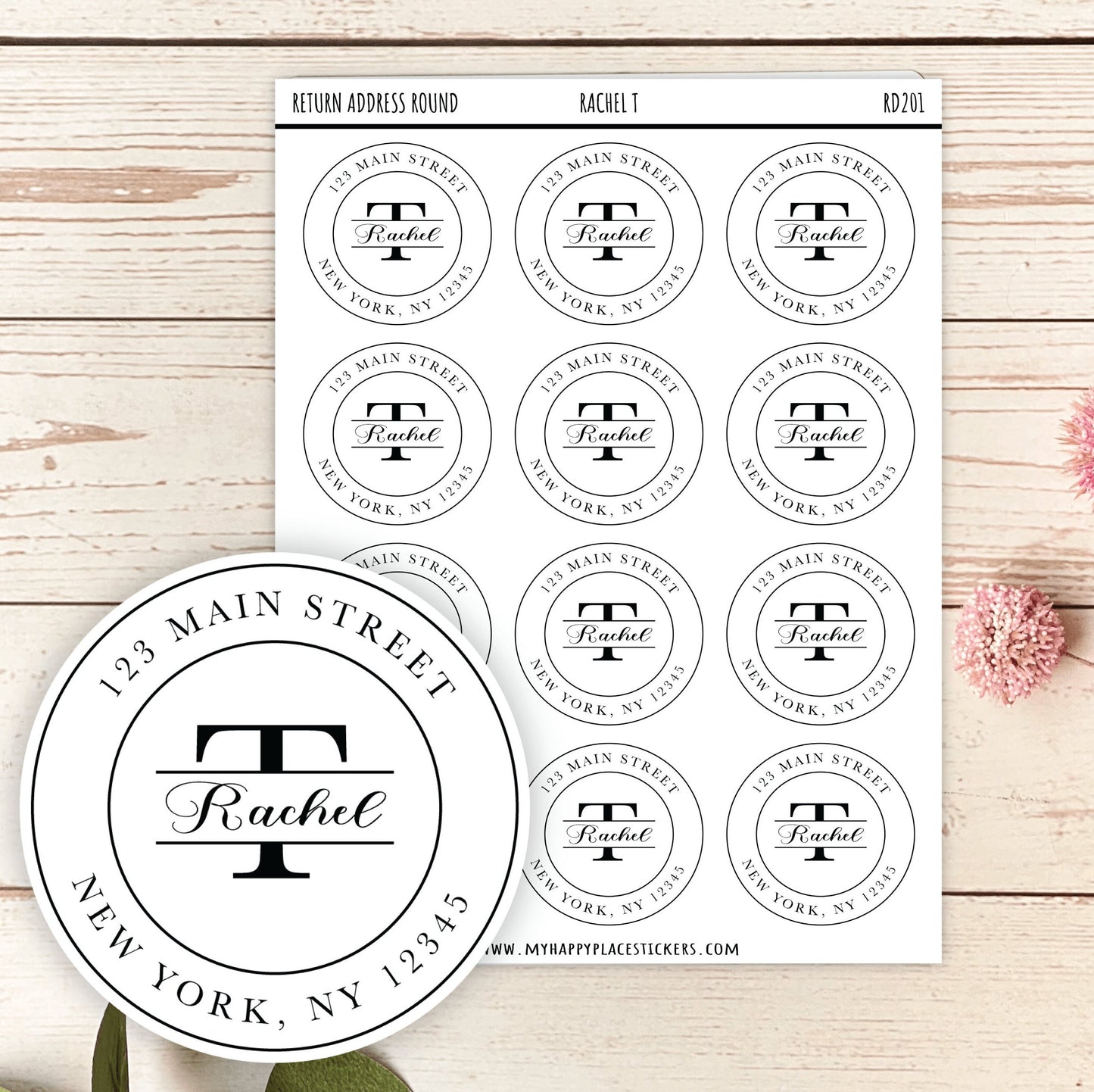 Round Return Address Labels. Personalized Labels. 2" and 1.5" Available. Transparent Address Labels || RD101 - RD201