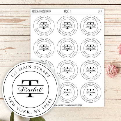 Round Return Address Labels. Personalized Labels. 2" and 1.5" Available. Transparent Address Labels || RD101 - RD201