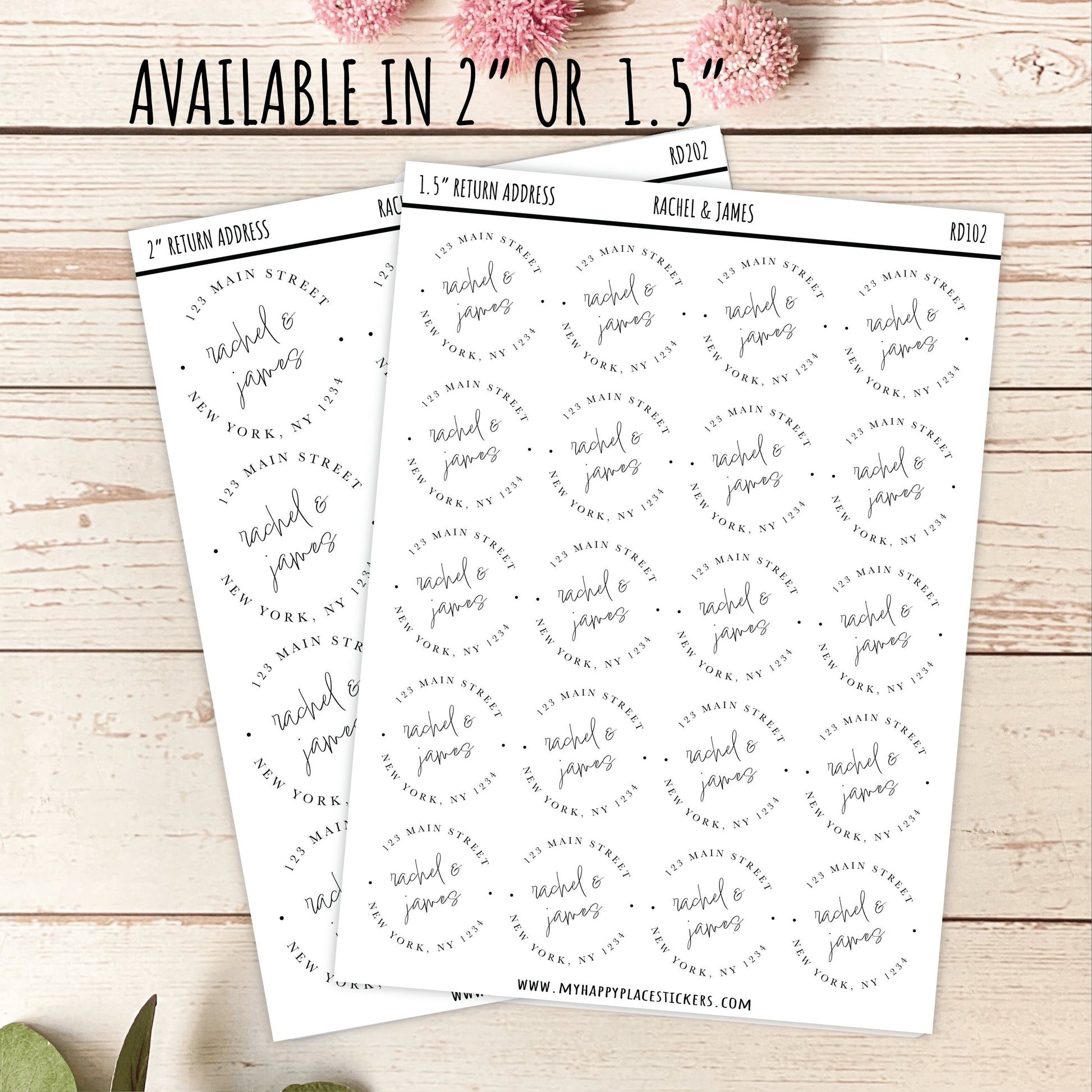 Round Return Address Labels. Personalized Labels. 2" and 1.5" Available. Transparent Address Labels || RD102 - RD202