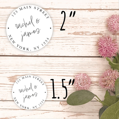 Round Return Address Labels. Personalized Labels. 2" and 1.5" Available. Transparent Address Labels || RD102 - RD202