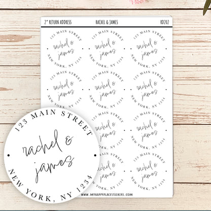 Round Return Address Labels. Personalized Labels. 2" and 1.5" Available. Transparent Address Labels || RD102 - RD202