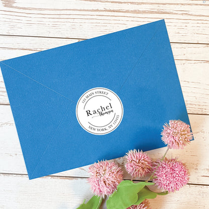 Round Return Address Labels. Personalized Labels. 2" and 1.5" Available. Transparent Address Labels || RD100 - RD200