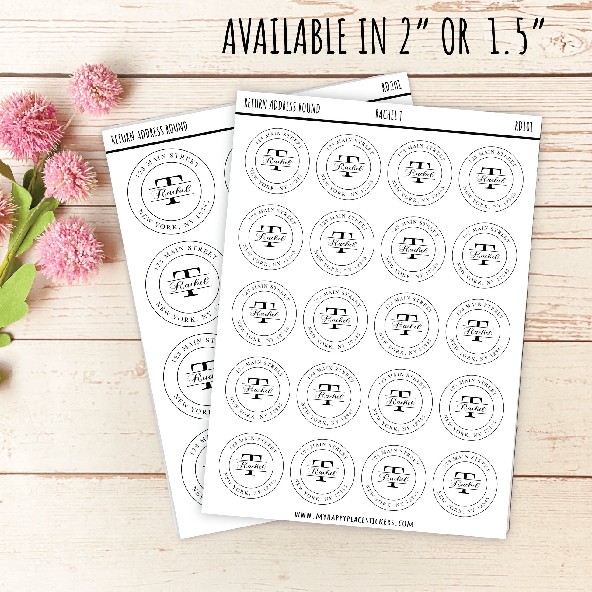 Round Return Address Labels. Personalized Labels. 2" and 1.5" Available. Transparent Address Labels || RD101 - RD201