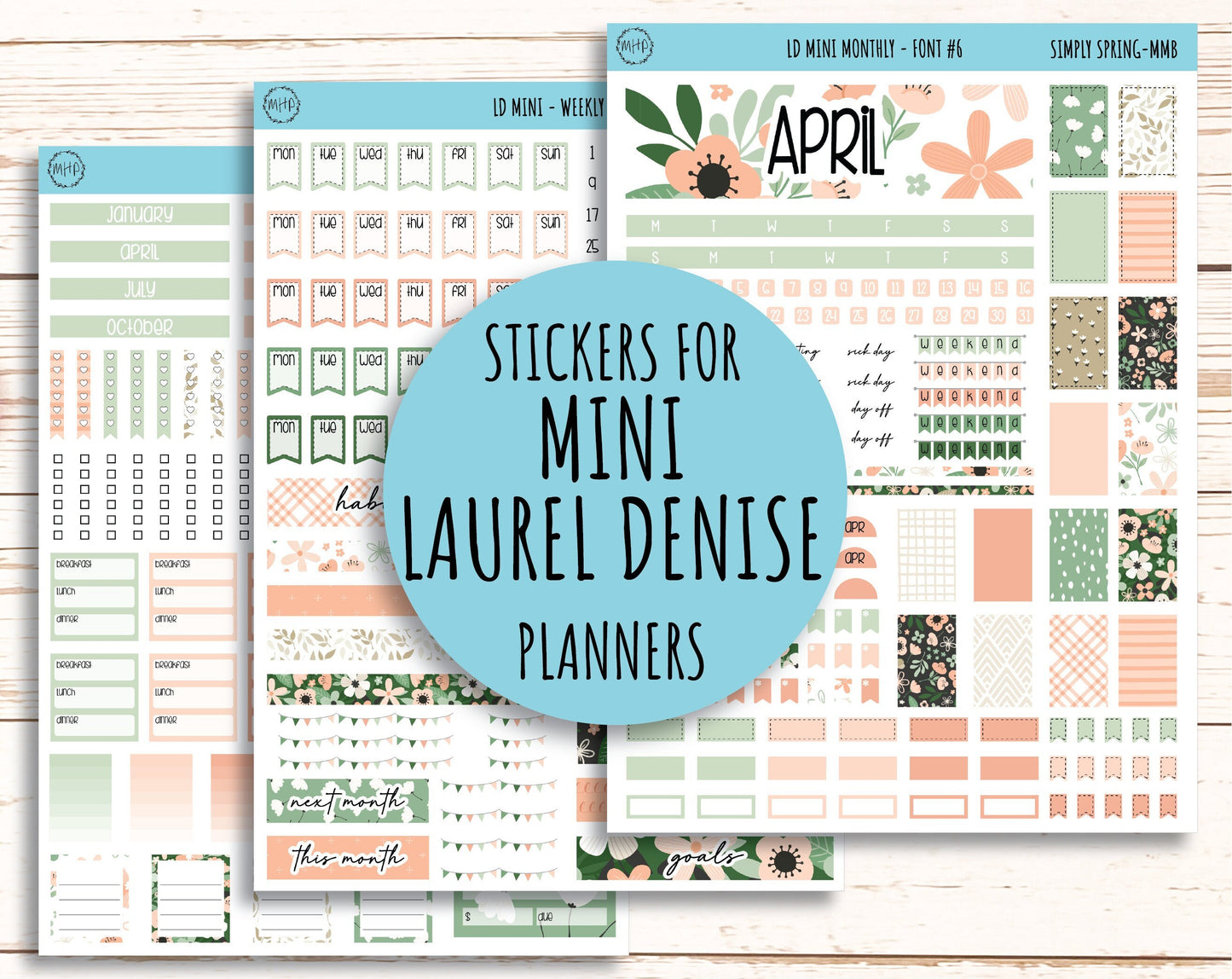 Sticker for MINI Laurel Denise Planners APRIL "Simply Spring" || MSS