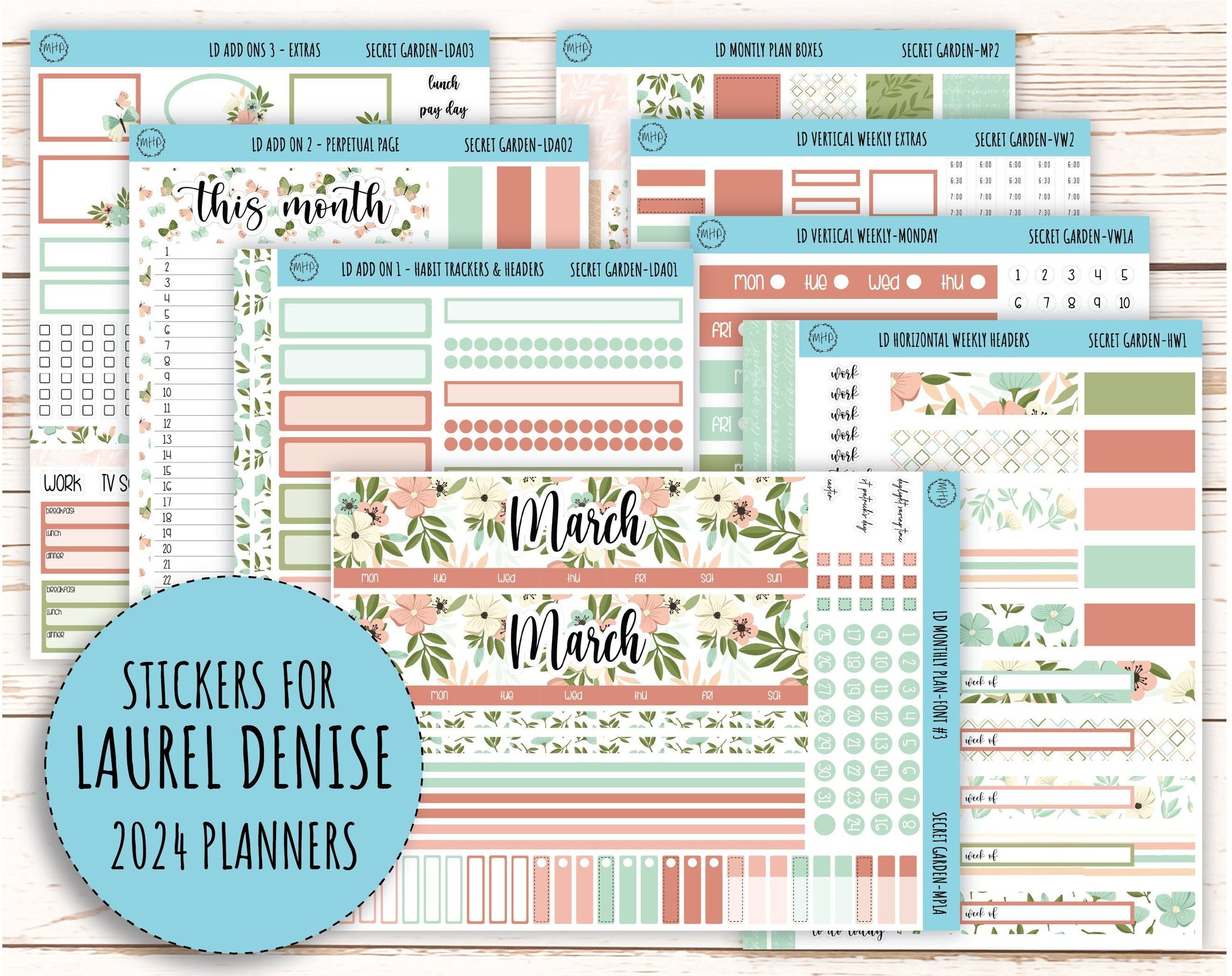 Monthly Plan Kit for Laurel Denise UNDATED Planners "Secret Garden" || MPSG