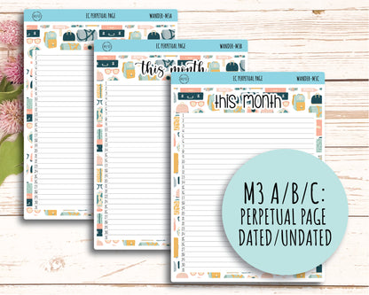 JUNE Monthly Kit Stickers for 7x9 Erin Condren Planners. "Wander" || WR-M