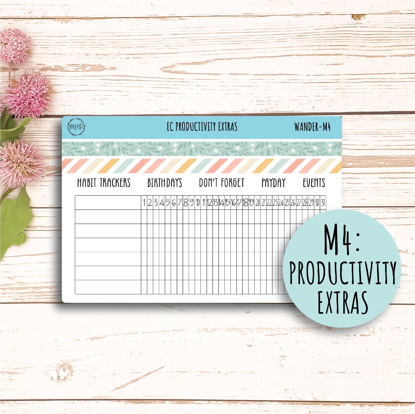 JUNE Monthly Kit Stickers for 7x9 Erin Condren Planners. "Wander" || WR-M