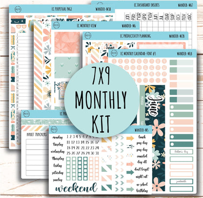 JUNE Monthly Kit Stickers for 7x9 Erin Condren Planners. "Wander" || WR-M