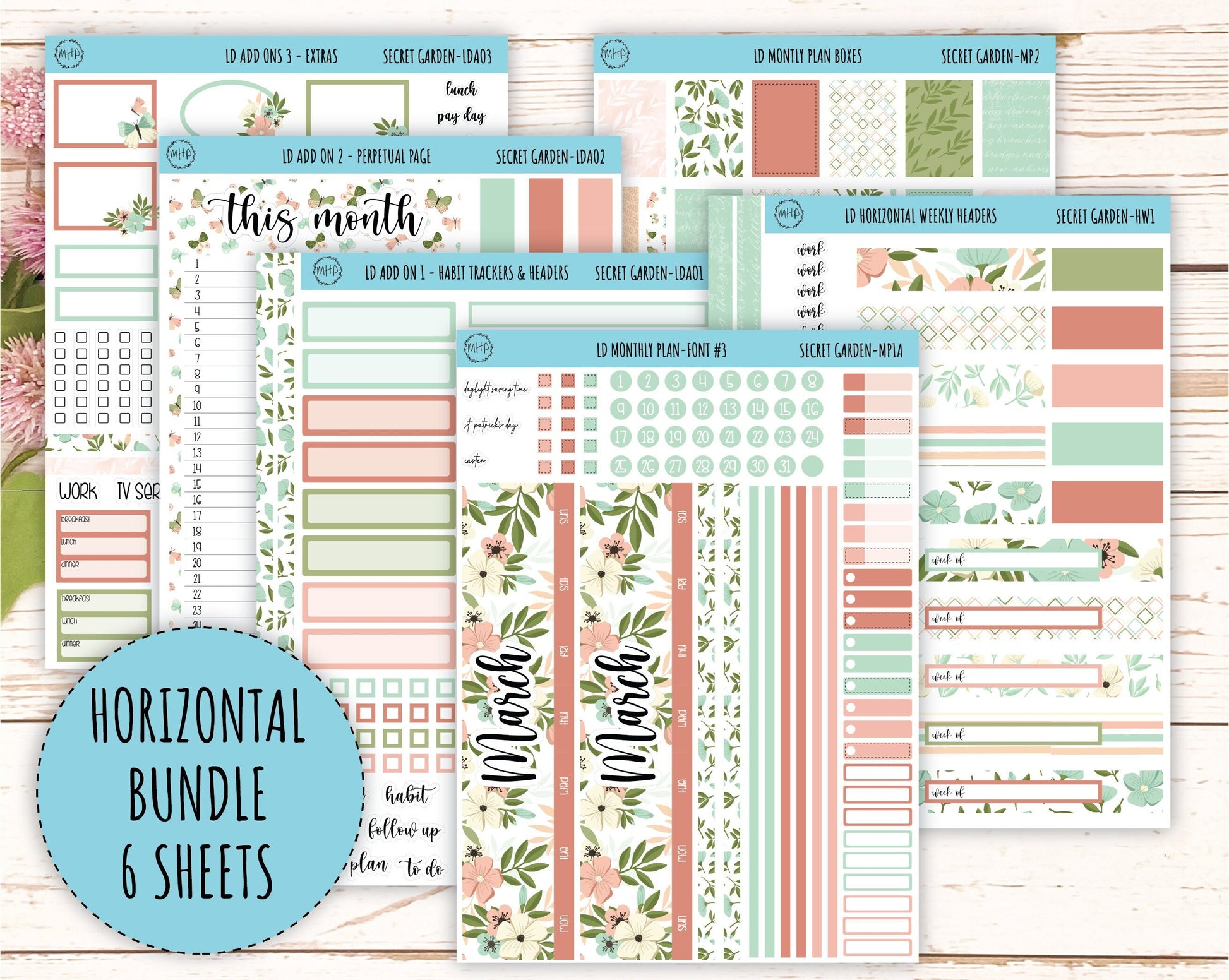 Monthly Plan Kit for Laurel Denise UNDATED Planners "Secret Garden" || MPSG