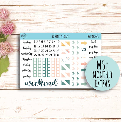 JUNE Monthly Kit Stickers for 7x9 Erin Condren Planners. "Wander" || WR-M