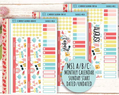 August Monthly Kit Stickers for 7x9 Erin Condren Planners. "SUMMER TIME" || ST-M