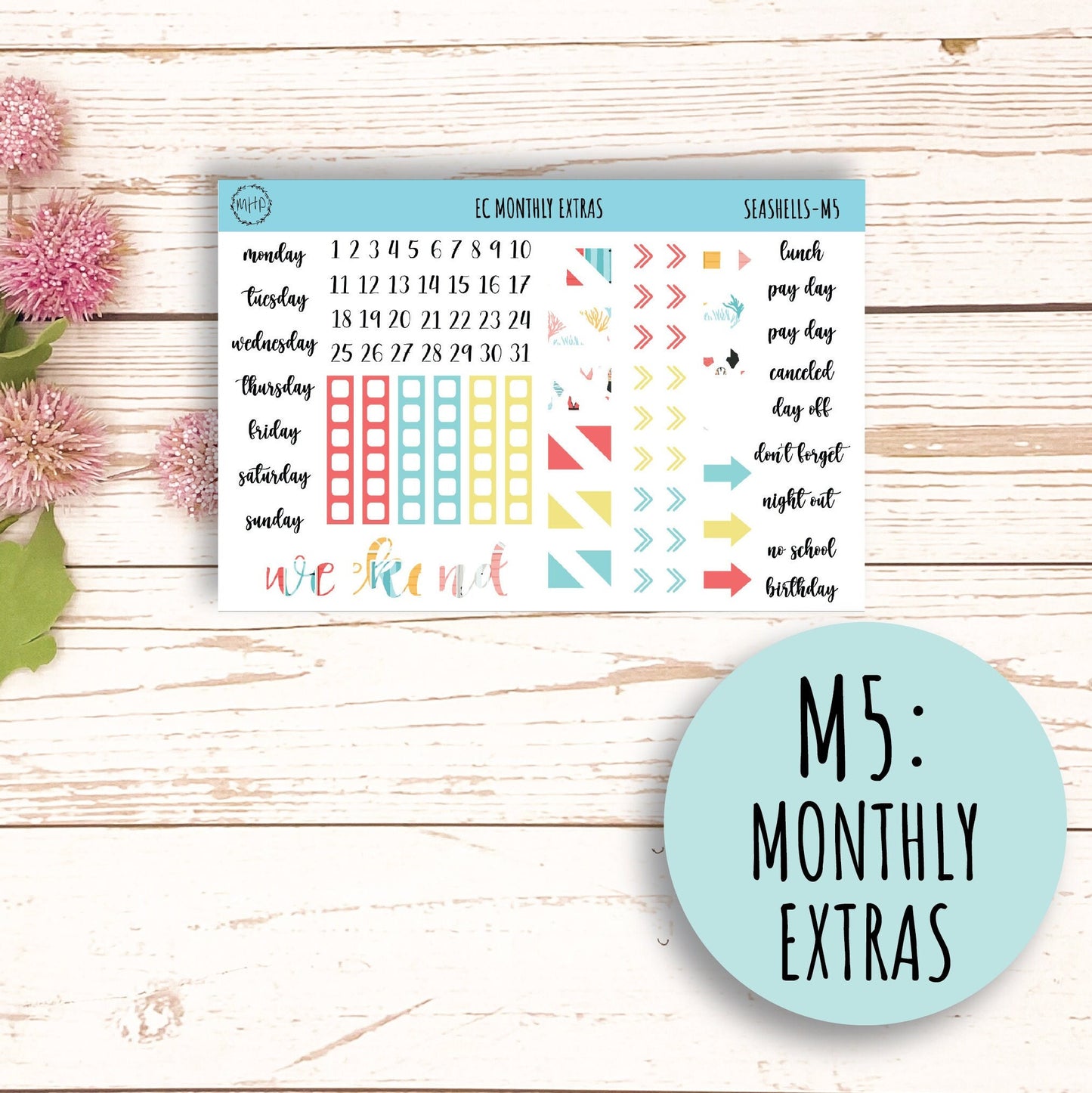 August Monthly Kit Stickers for 7x9 Erin Condren Planners. "SUMMER TIME" || ST-M