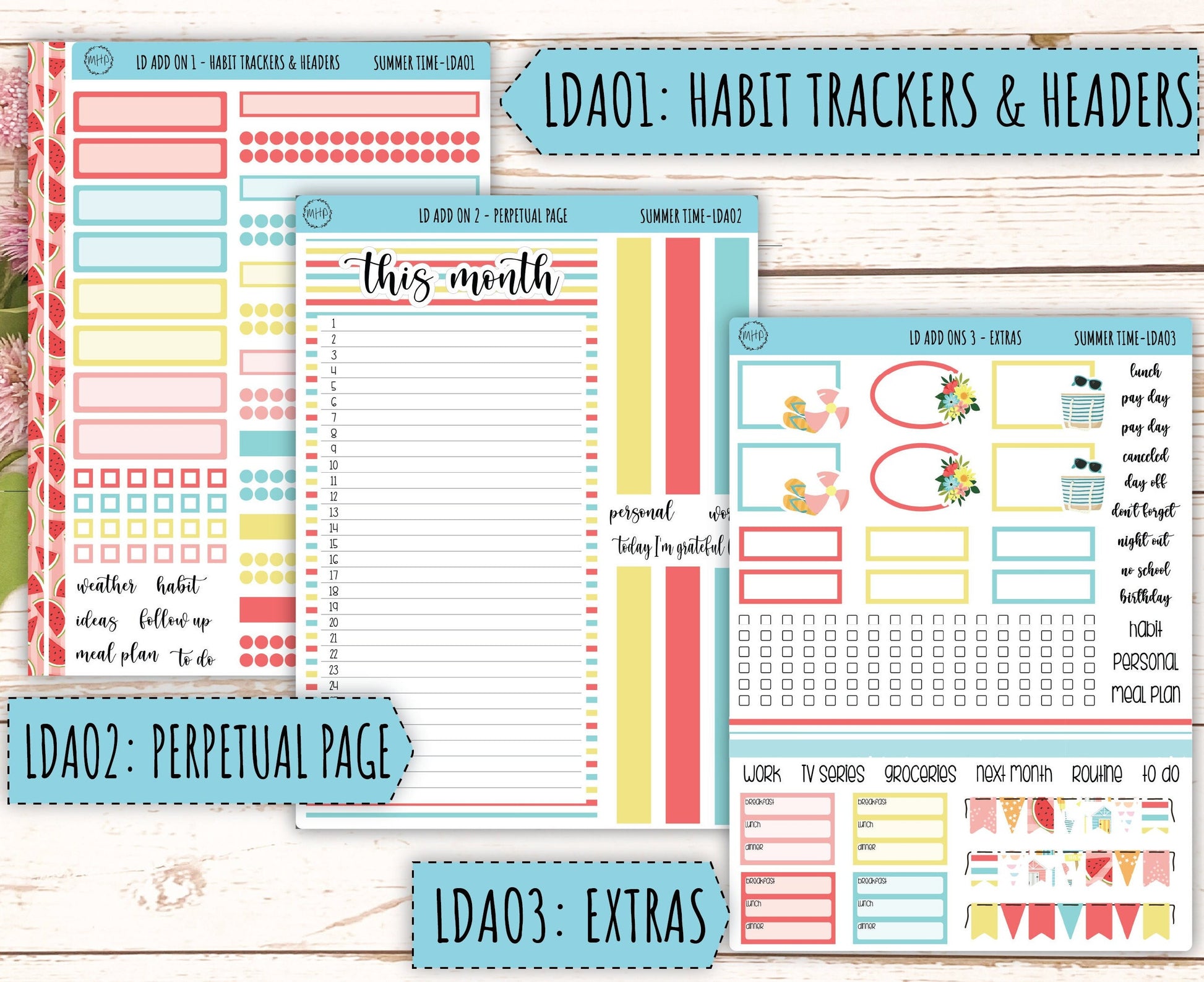 August Stickers for 2024 Laurel Denise Planners. "Summer Time" || MPST