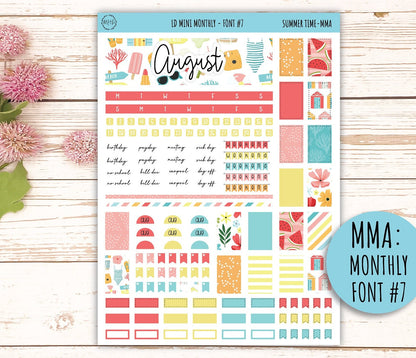 August Stickers for MINI Laurel Denise Planners "Summer Time" || MST