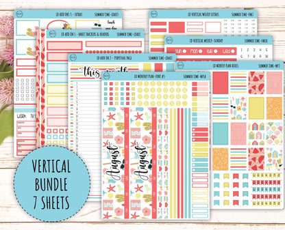 August Stickers for 2024 Laurel Denise Planners. "Summer Time" || MPST