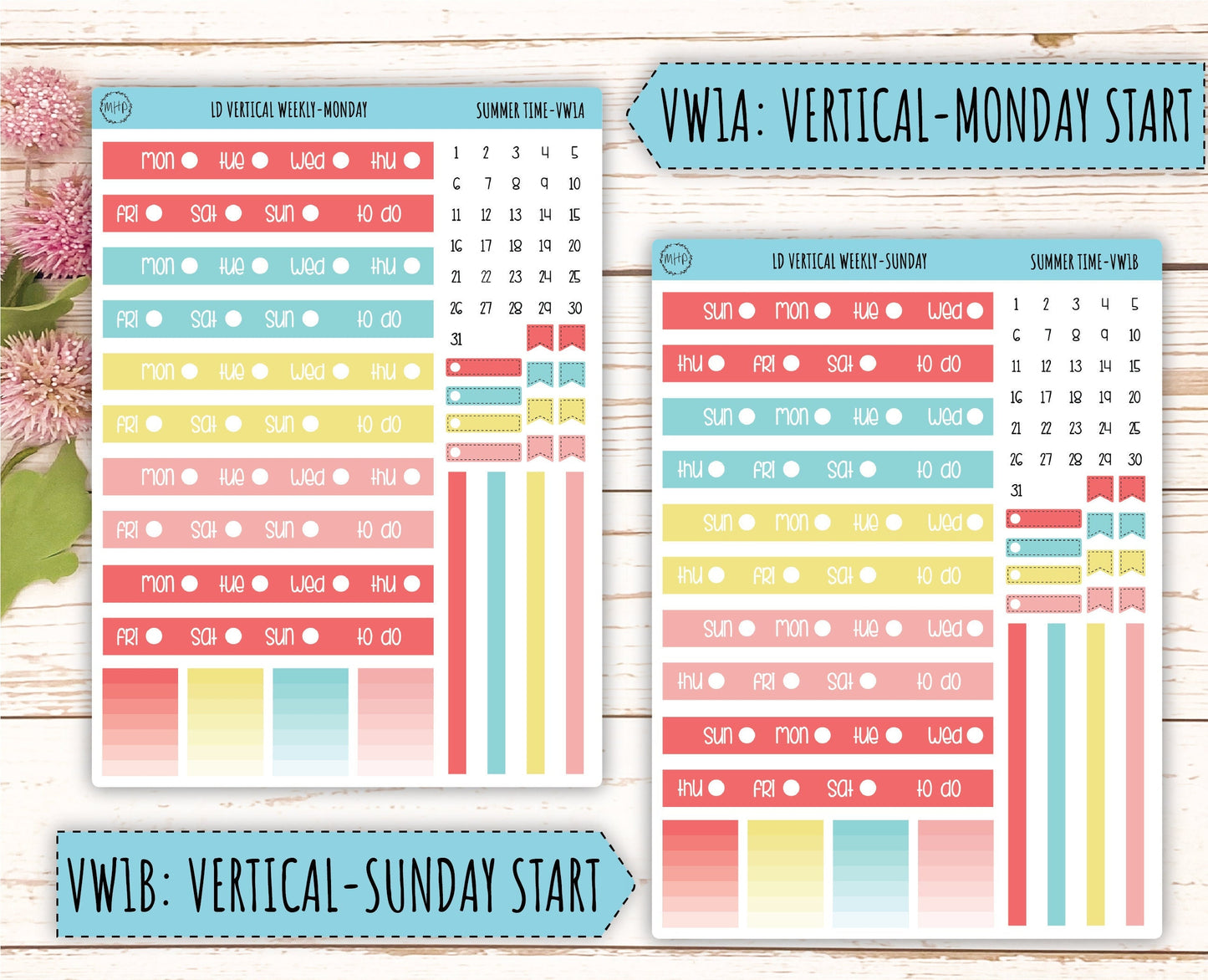 August Stickers for 2024 Laurel Denise Planners. "Summer Time" || MPST