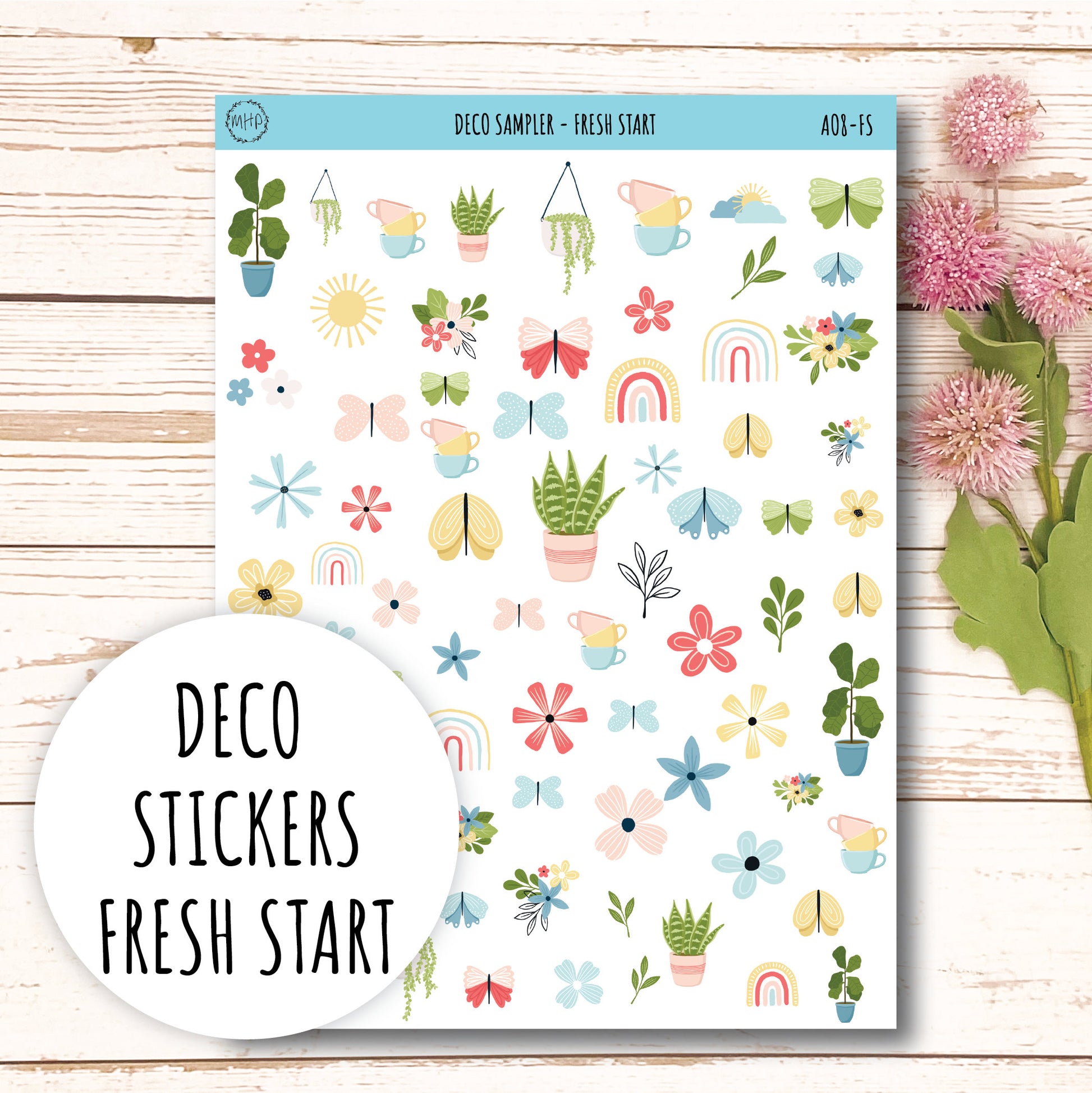 Decorative Planner Stickers "Fresh Start" || AO-FS