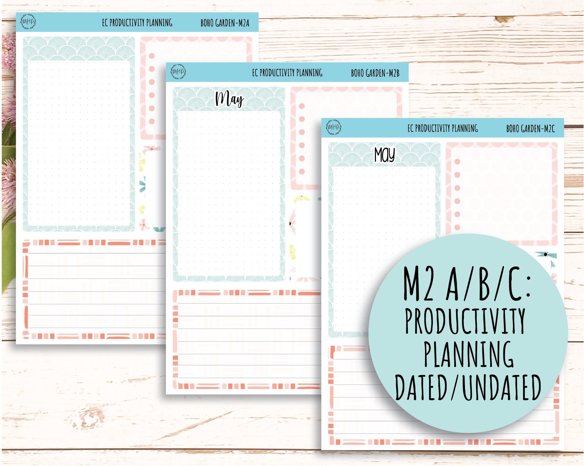 MAY Monthly Kit Stickers for 7x9 Planners "Boho Garden" || BG-M