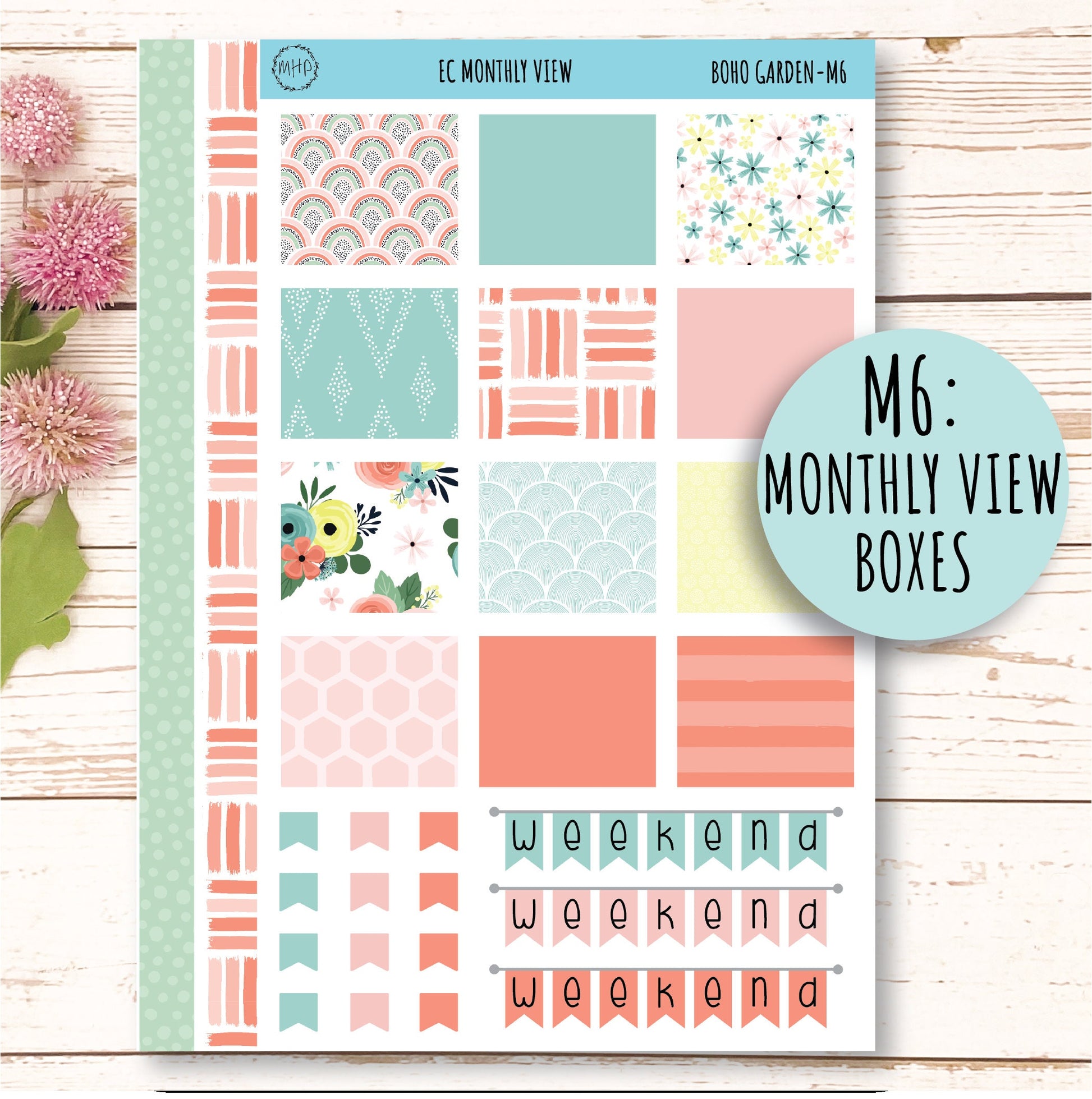 MAY Monthly Kit Stickers for 7x9 Planners "Boho Garden" || BG-M