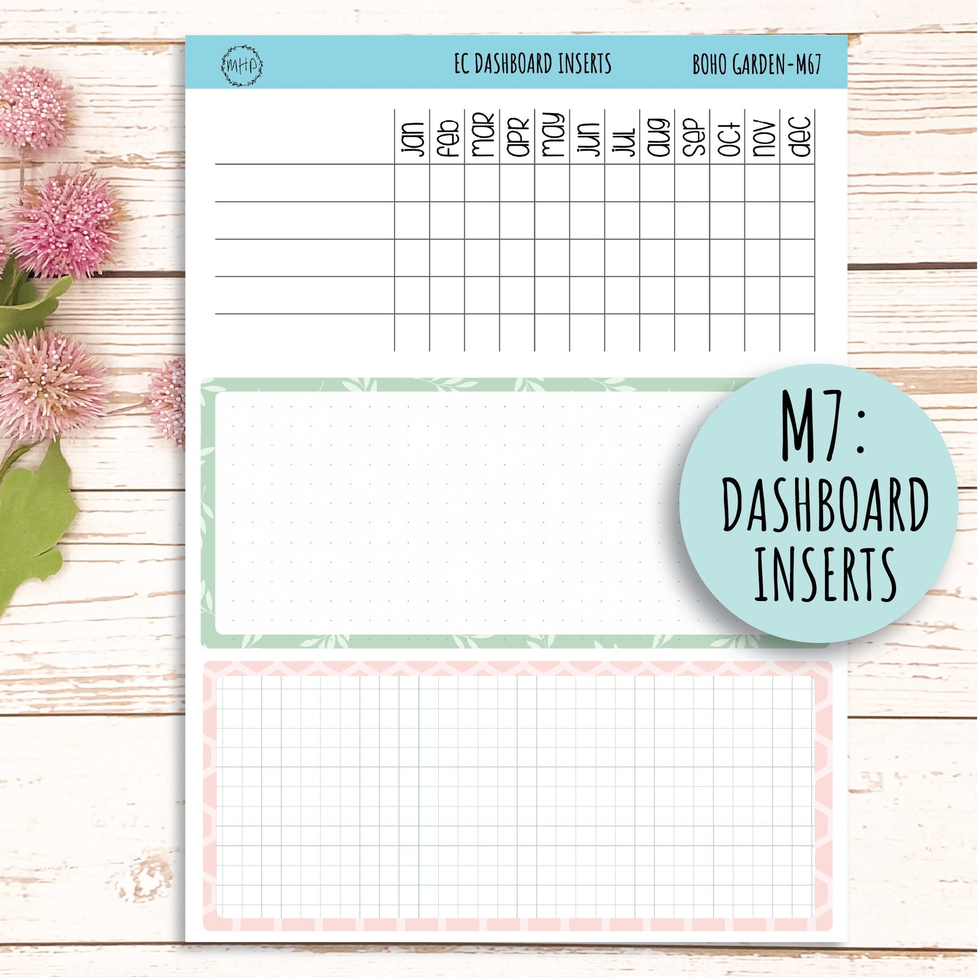 MAY Monthly Kit Stickers for 7x9 Planners "Boho Garden" || BG-M