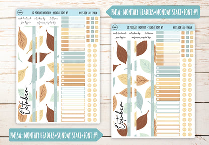 OCTOBER Stickers for Laurel Denise Portrait Planners. "Nuts for Fall" || PNF