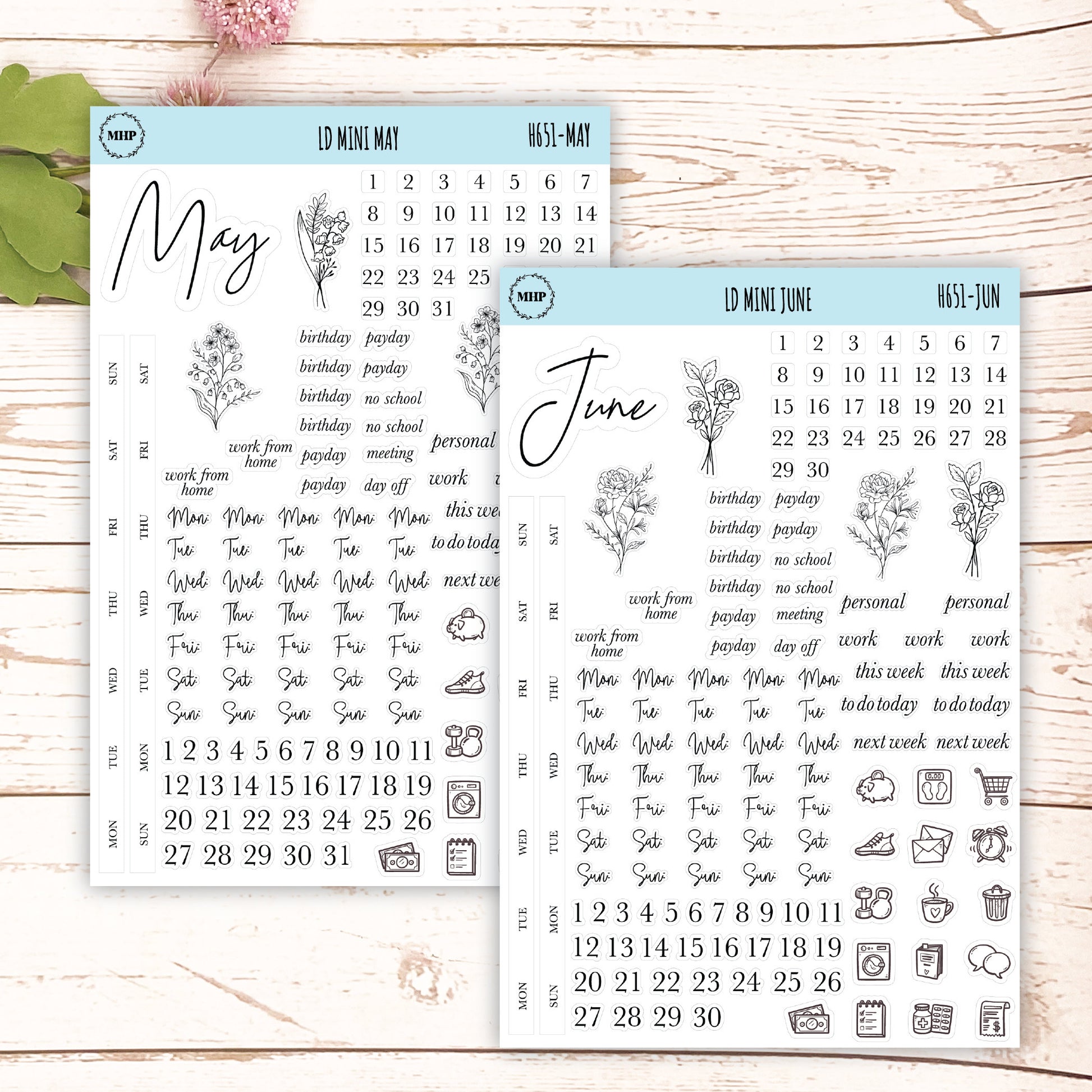 Minimalist Stickers for Laurel Denise Mini Planners. || H651