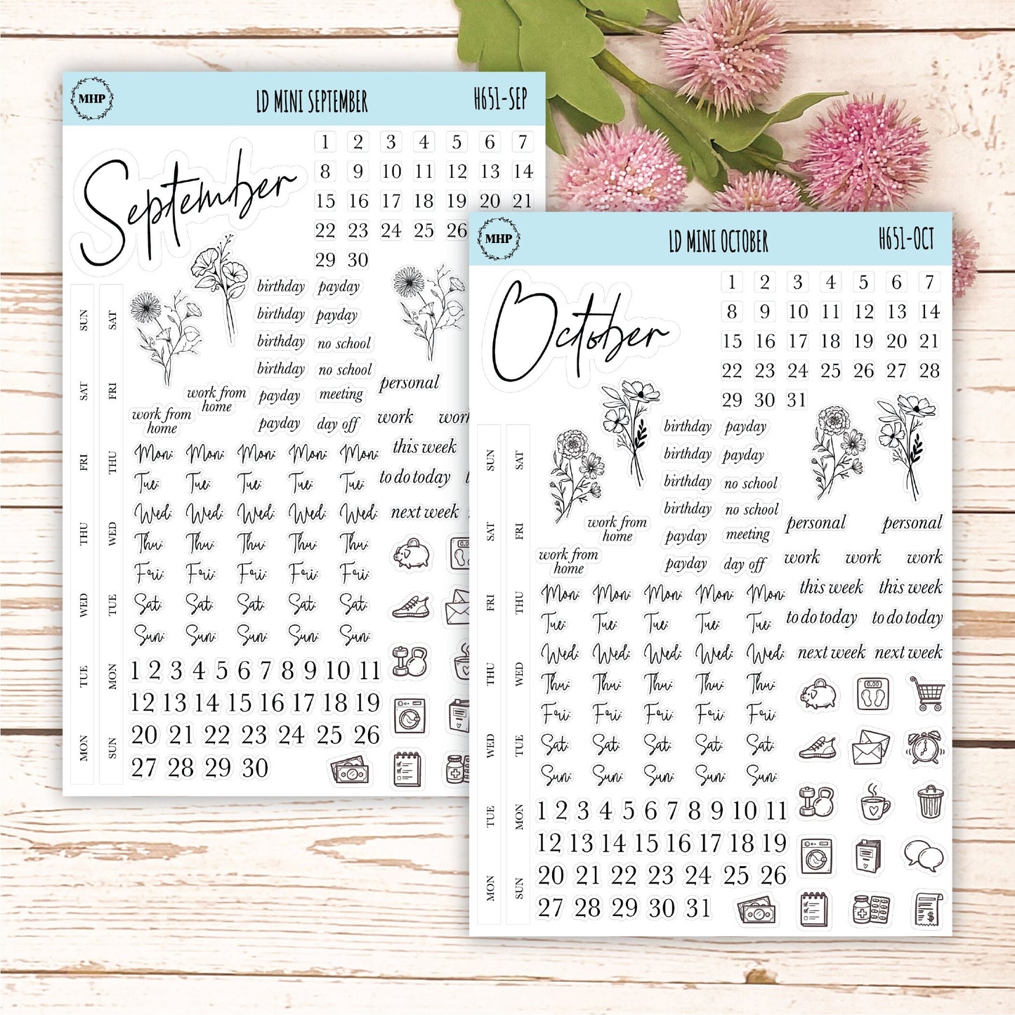 Minimalist Stickers for Laurel Denise Mini Planners. || H651