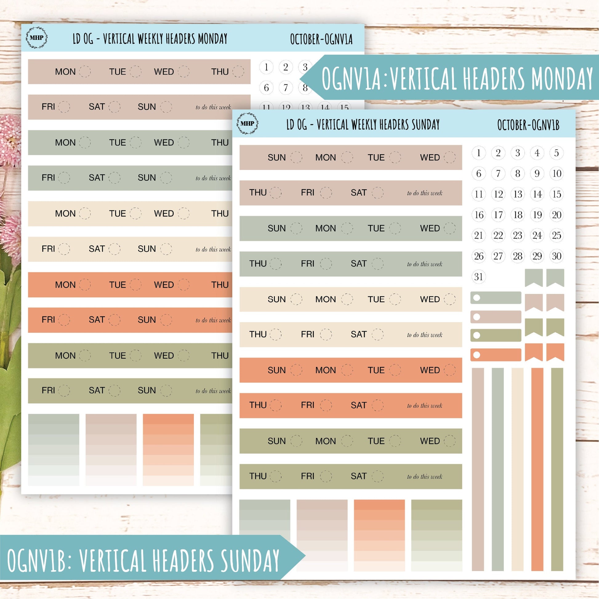 Neutral Color Stickers for OG Laurel Denise Planners. OCTOBER || OGNOCT