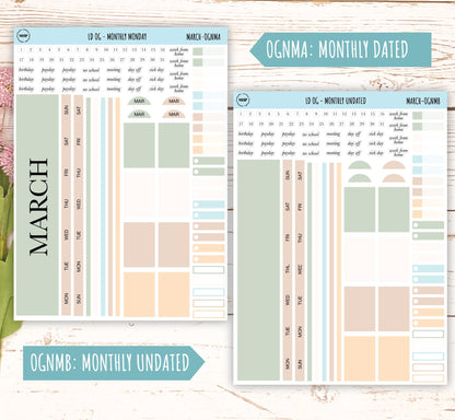 Neutral Color Stickers for OG Laurel Denise Planners. MARCH || OGNMAR