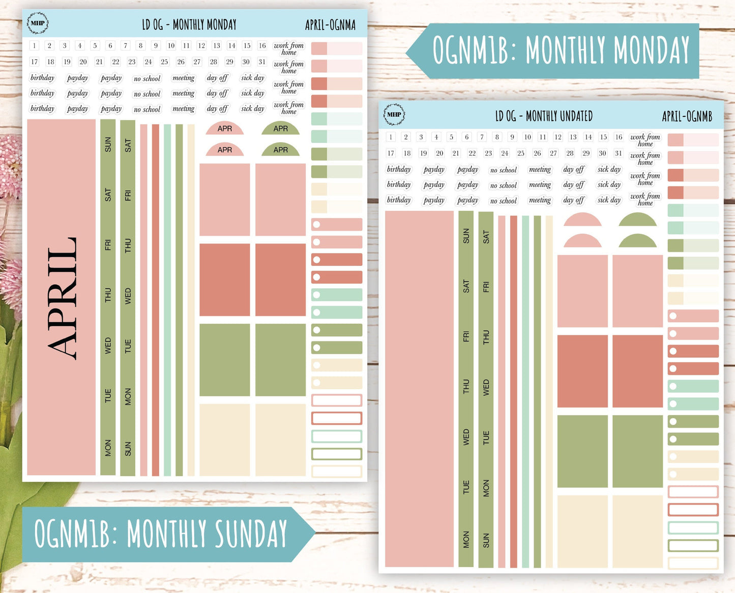 Neutral Color Stickers for OG Laurel Denise Planners. APRIL || OGNAPR