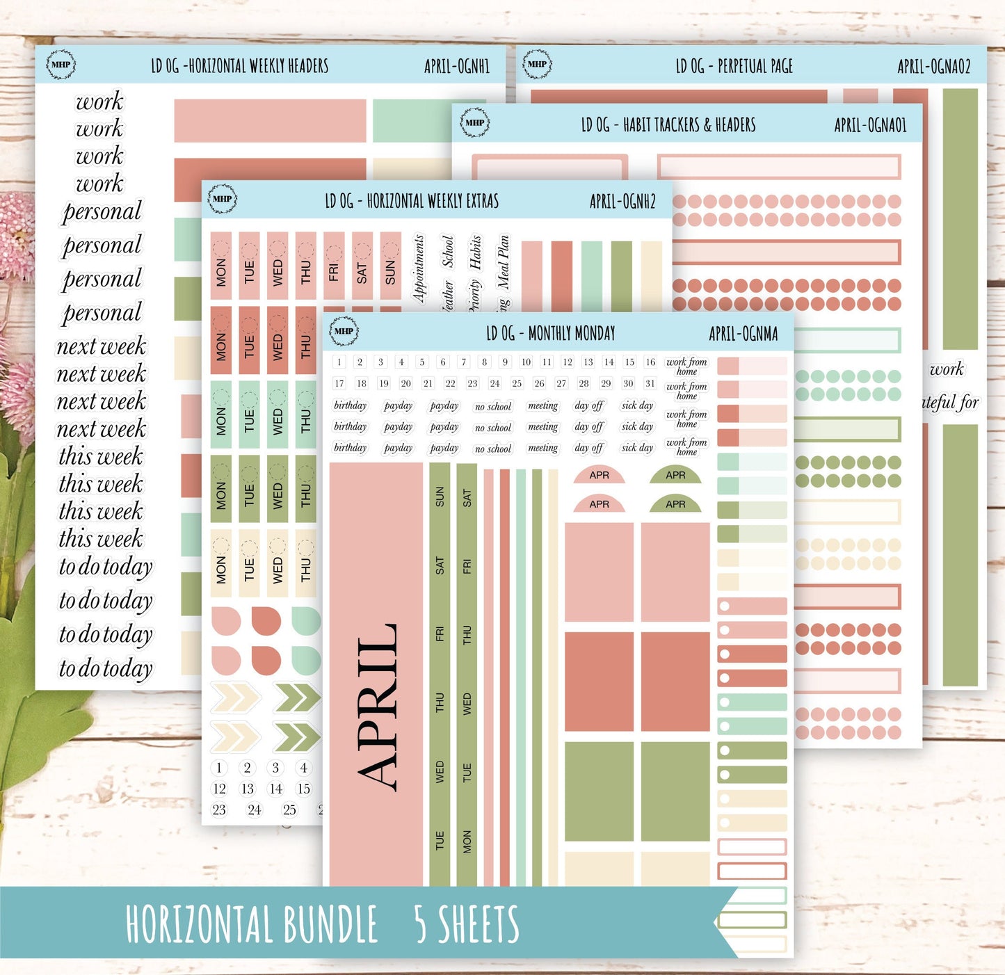 Neutral Color Stickers for OG Laurel Denise Planners. APRIL || OGNAPR