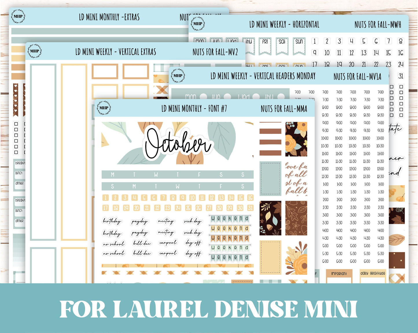 October Stickers for MINI Laurel Denise Planners "Nuts for Fall" || MNF