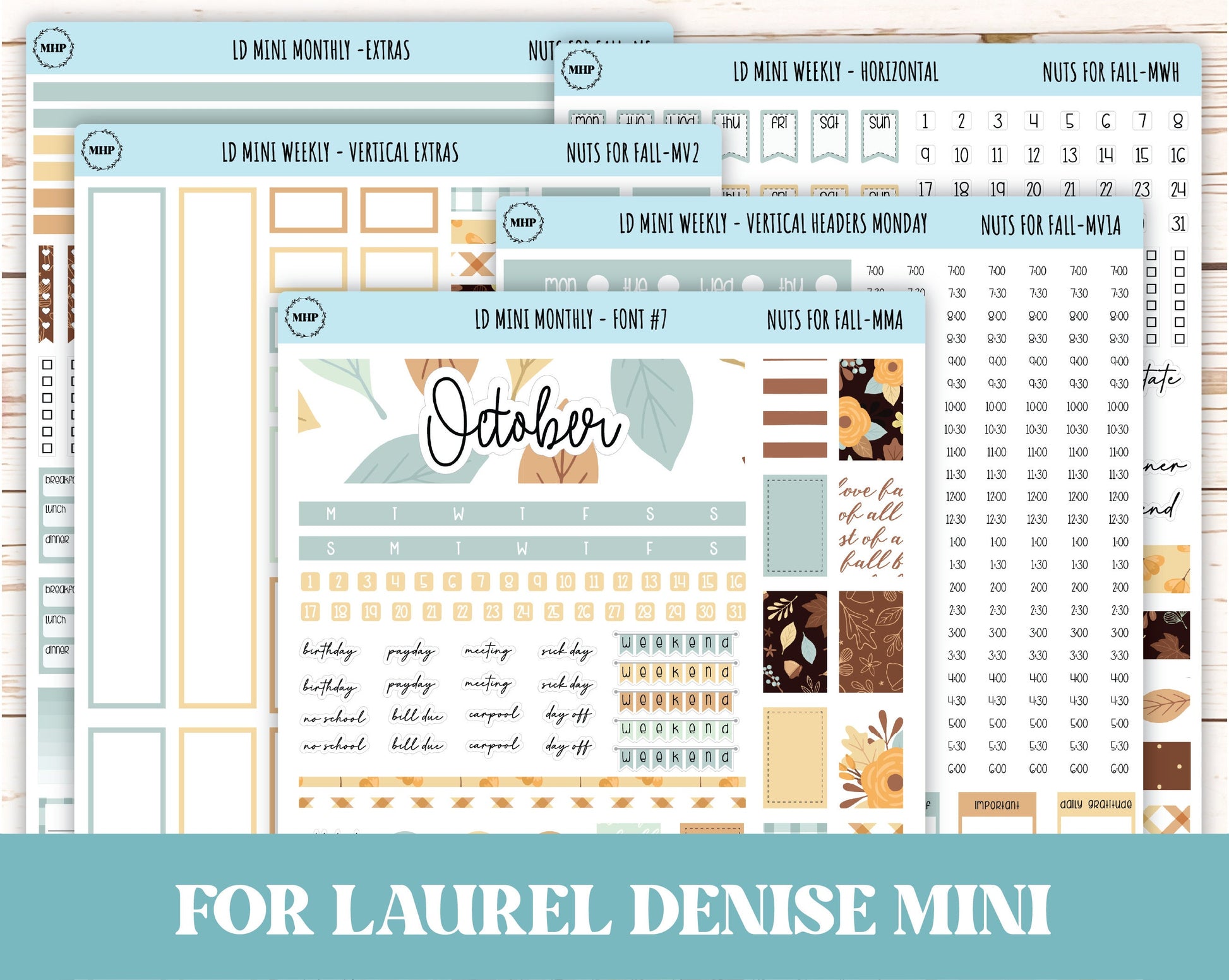 October Stickers for MINI Laurel Denise Planners "Nuts for Fall" || MNF