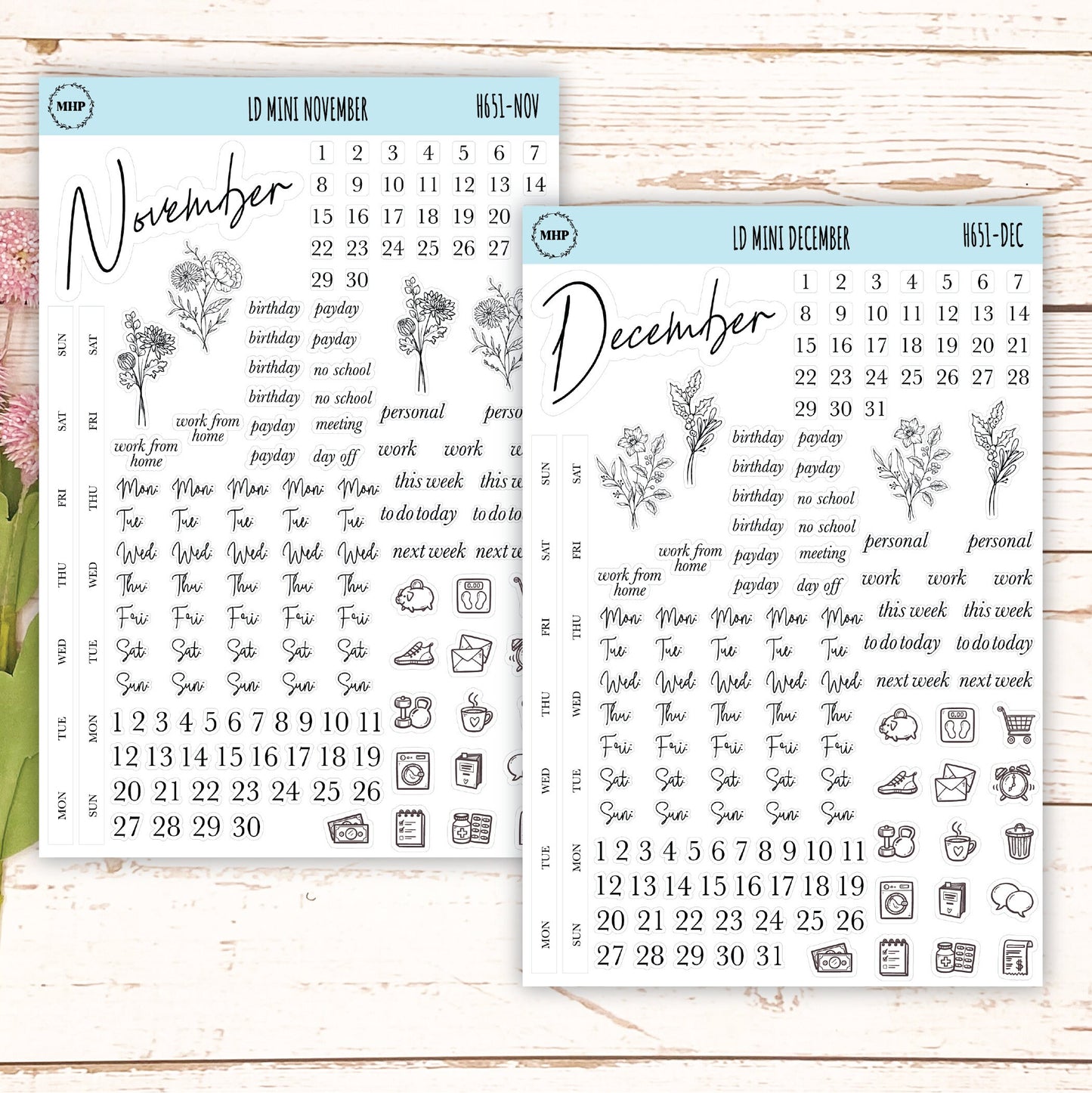 Minimalist Stickers for Laurel Denise Mini Planners. || H651