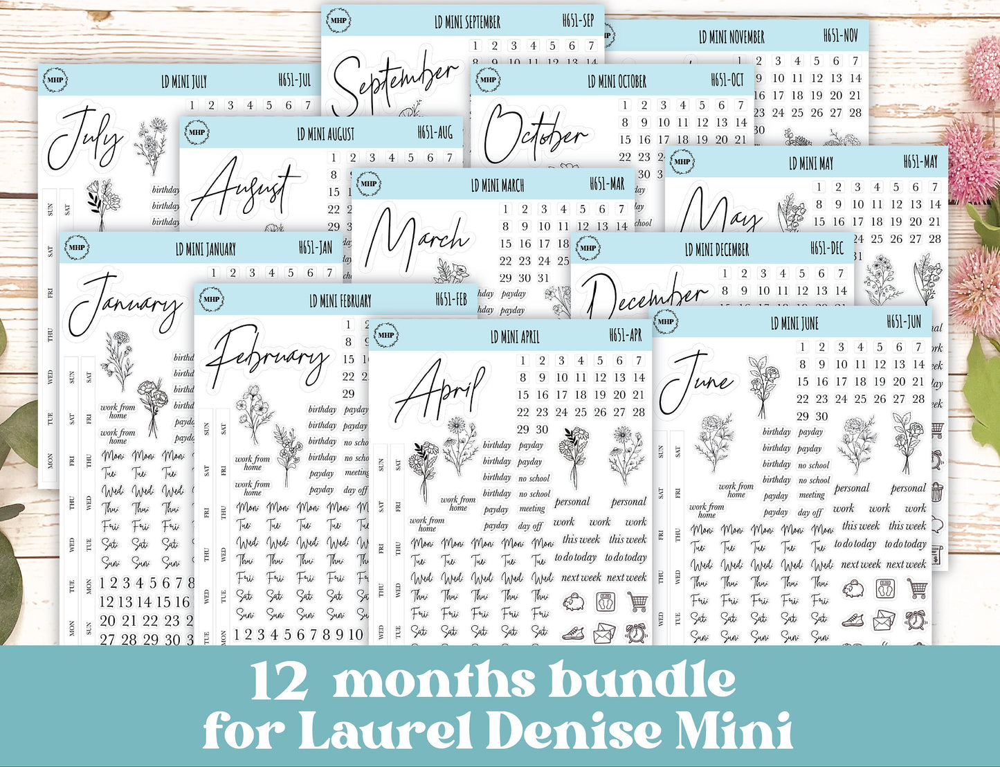 Minimalist Stickers for Laurel Denise Mini Planners. || H651