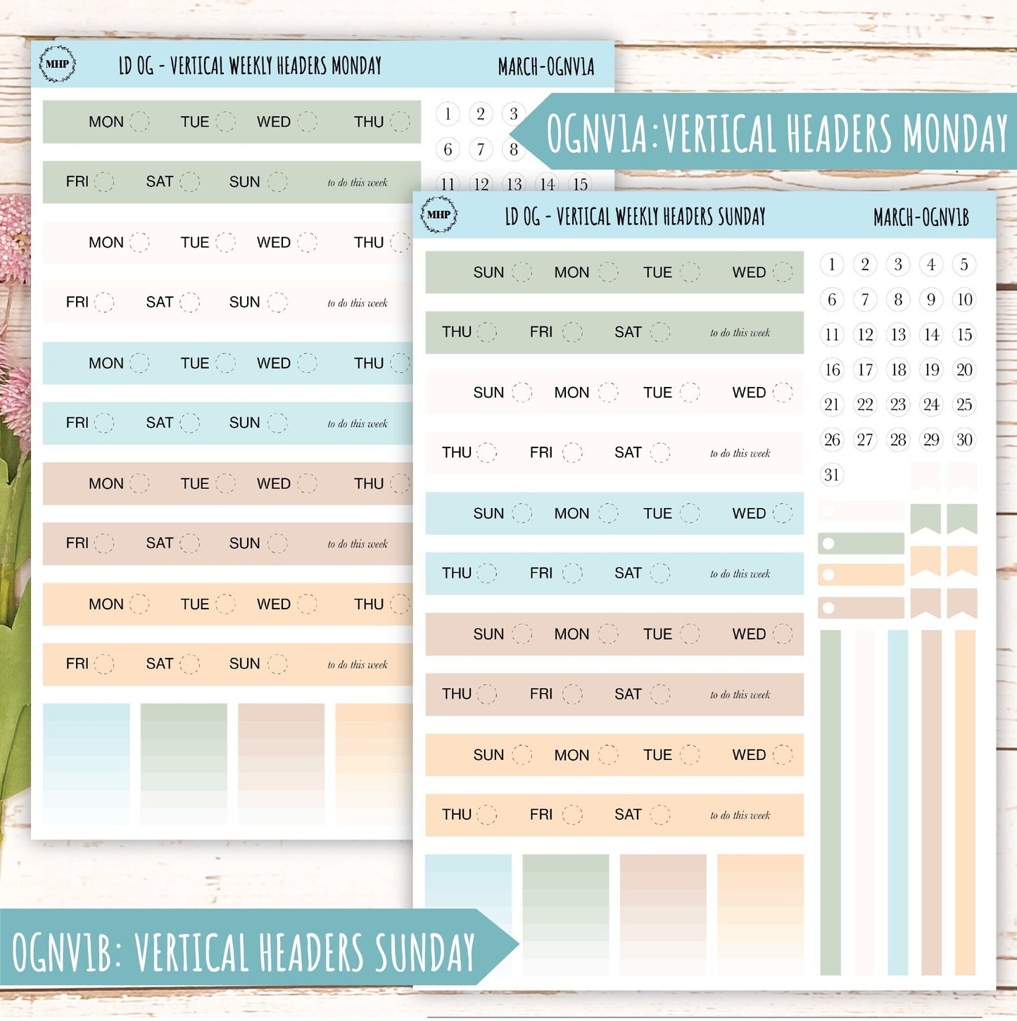 Neutral Color Stickers for OG Laurel Denise Planners. MARCH || OGNMAR