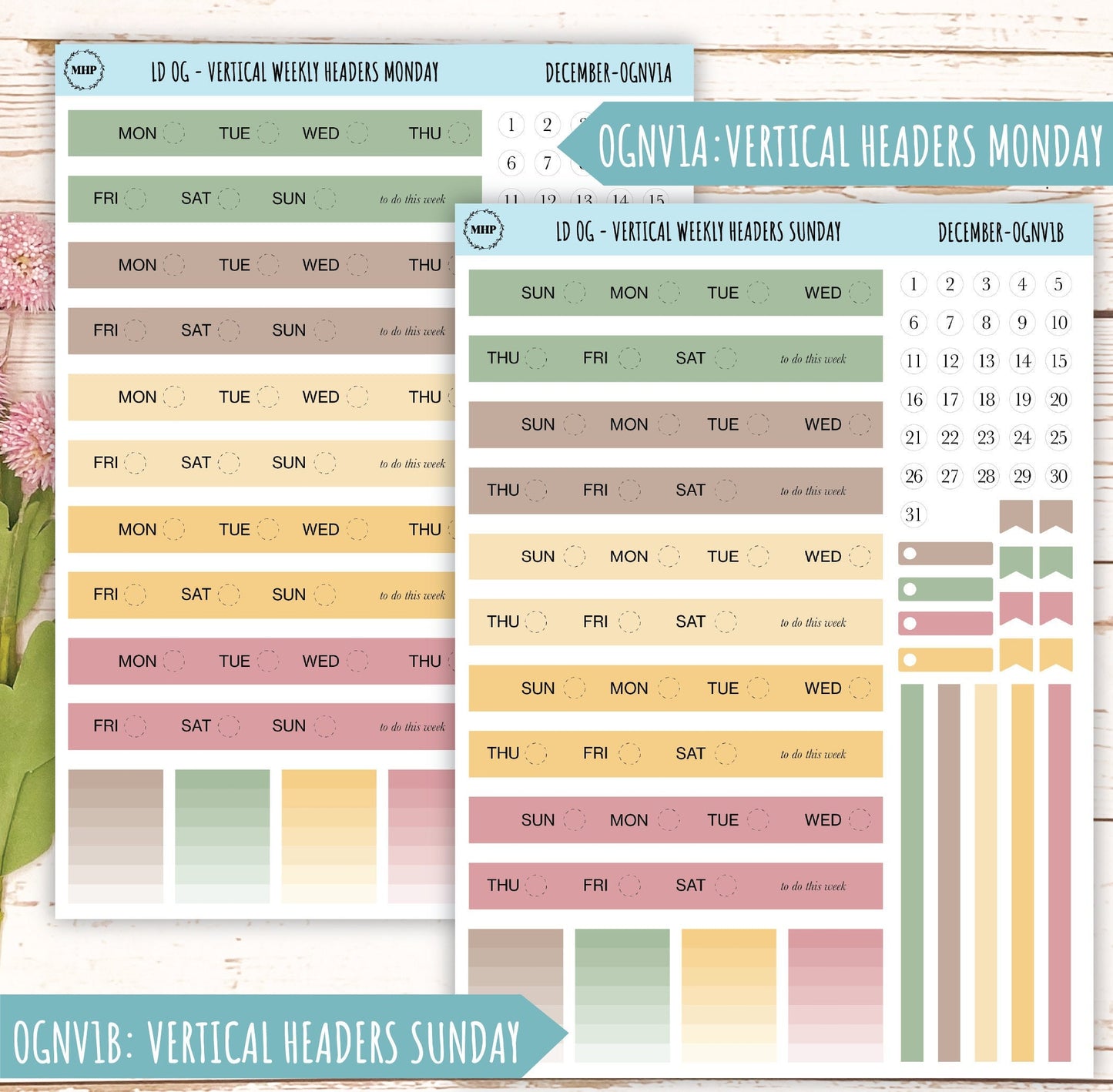 Neutral Color Stickers for OG Laurel Denise Planners. DECEMBER || OGNDEC