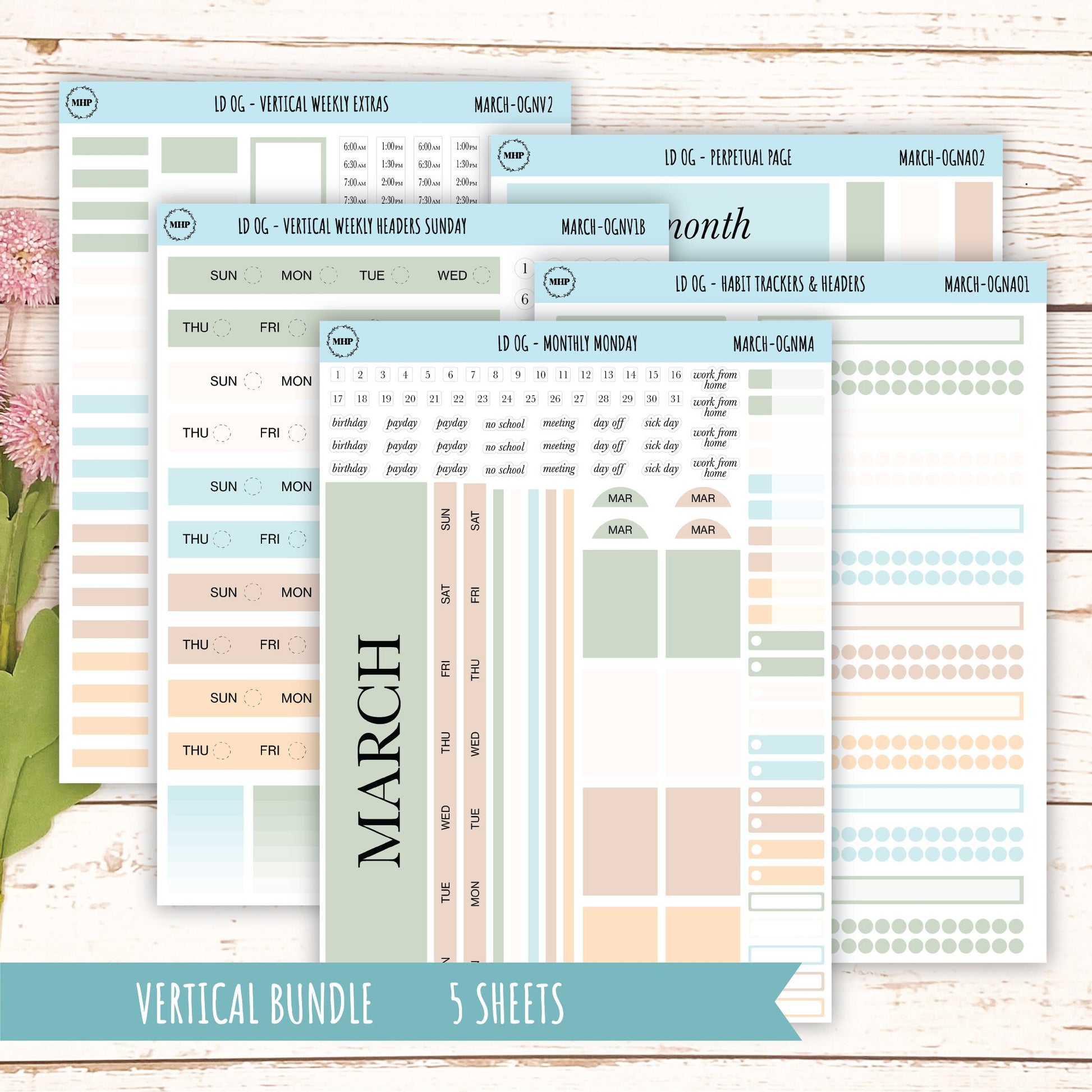 Neutral Color Stickers for OG Laurel Denise Planners. MARCH || OGNMAR