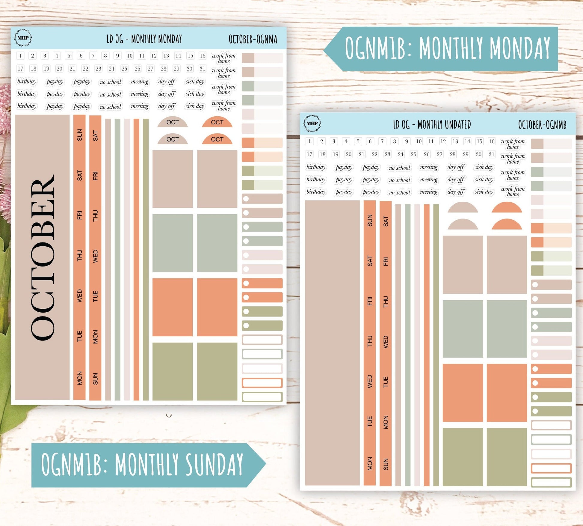 Neutral Color Stickers for OG Laurel Denise Planners. OCTOBER || OGNOCT