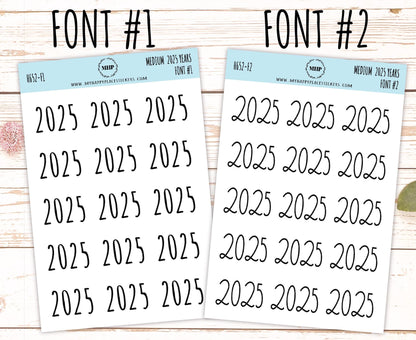 2025 Medium Year Stickers for Planners. || H652