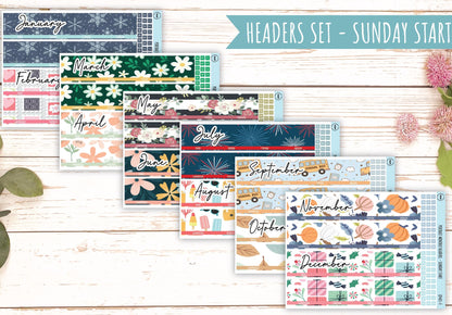 Monthly Headers Set for Laurel Denise PORTRAIT Planner || LD404 & LD405