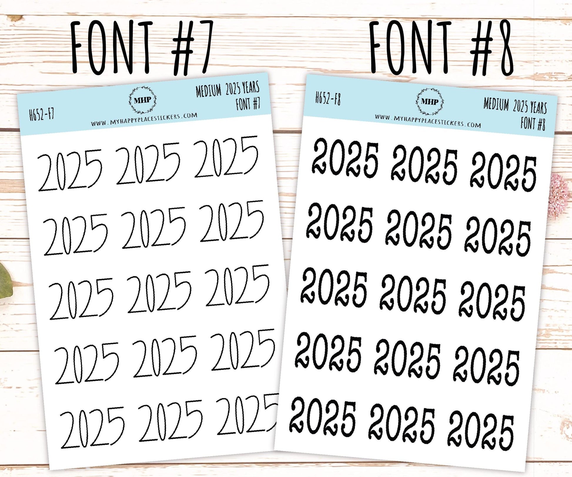 2025 Medium Year Stickers for Planners. || H652