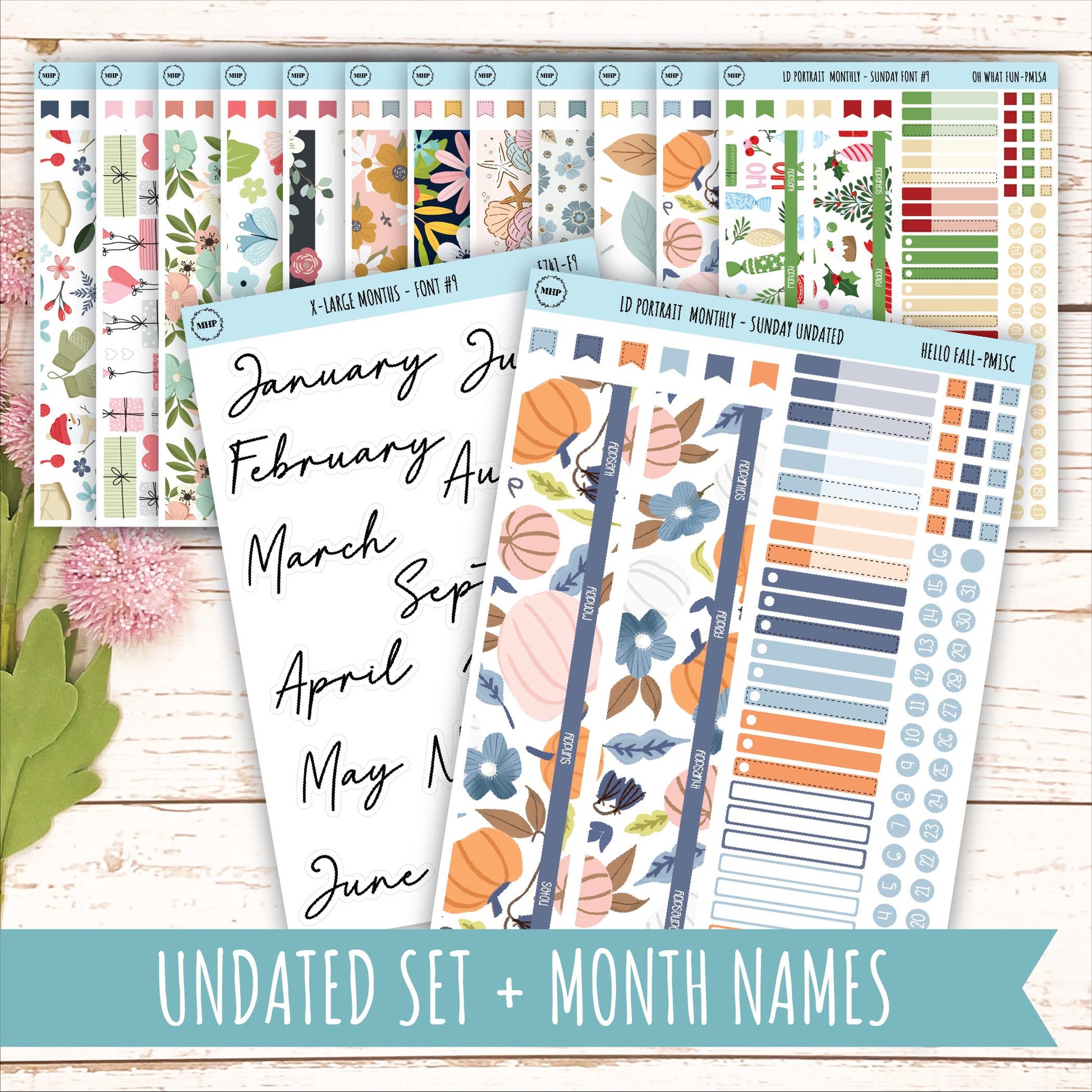 12 Monthly Sheet Set for Laurel Denise PORTRAIT Planner || LD407