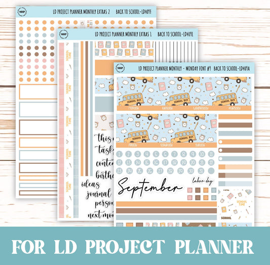 SEPTEMBER Stickers for LD Project Planner "Back to School" || LD409BT