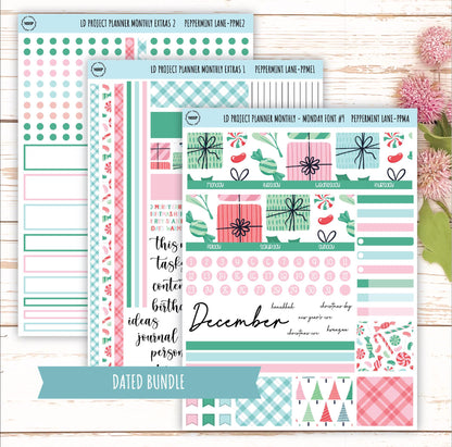 DECEMBER Stickers for LD Project Planner "Peppermint Lane" || PPPL