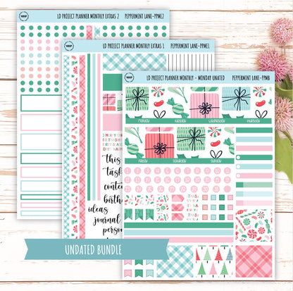 DECEMBER Stickers for LD Project Planner "Peppermint Lane" || PPPL