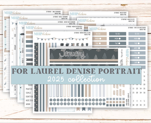 JANUARY 2025 Stickers for Laurel Denise Portrait Planners. "Winter" || PTW