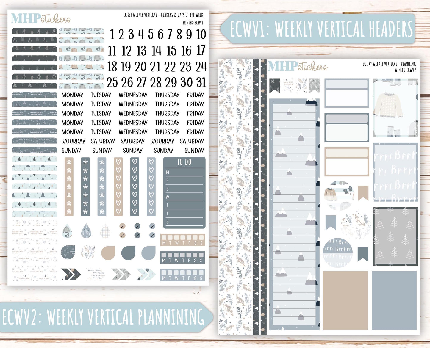 JANUARY Weekly Planning Kits for 7x9 Erin Condren Planners. "Winter" || ECWW