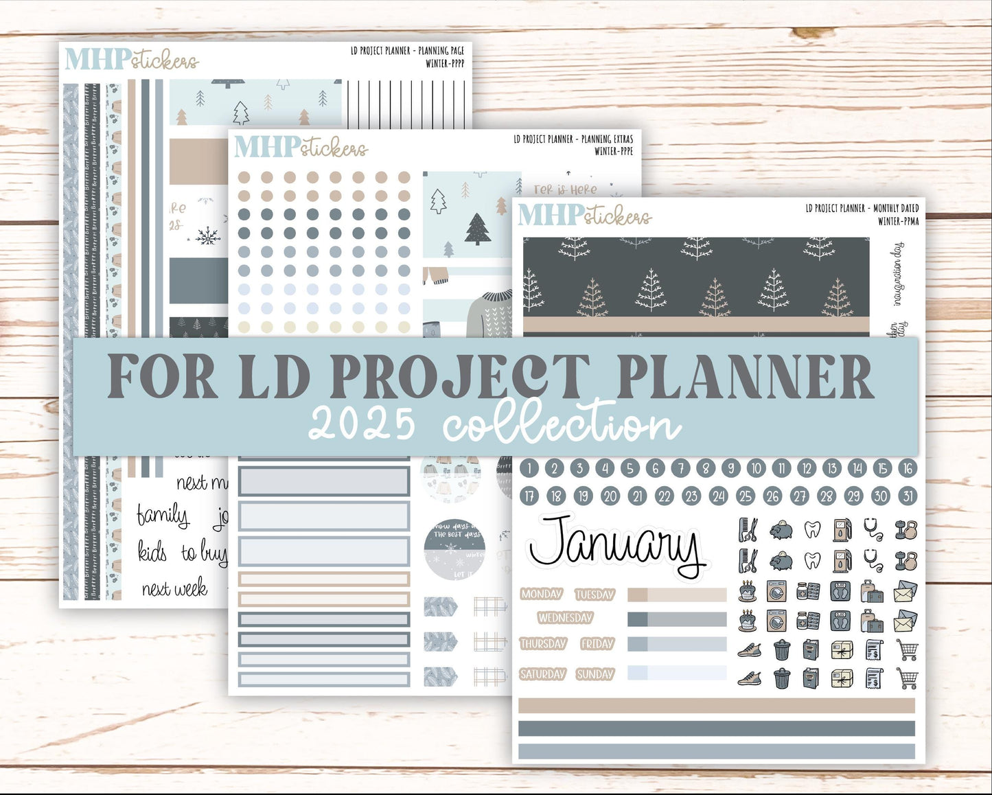 JANUARY Stickers for LD Project Planner "Winter" || PP-W