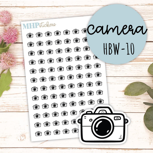 CAMERA - Black & White Icon. Planner Stickers || HBW-10